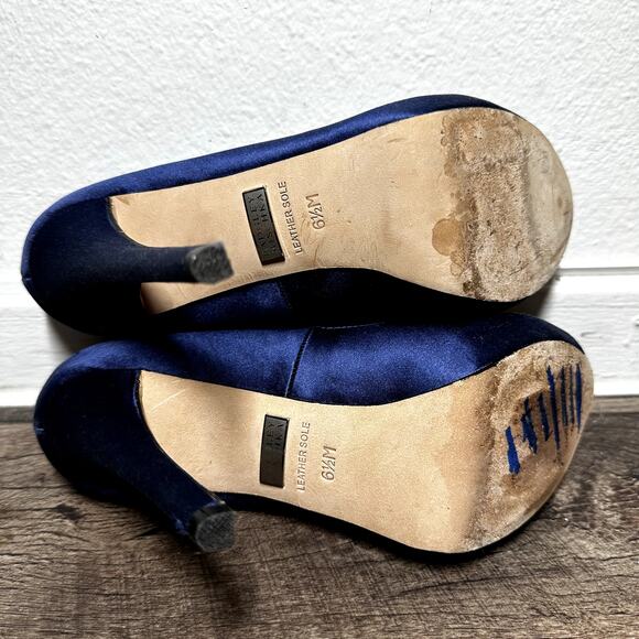 Badgley Mischka Goodie Peep-Toe Pump Satin Stiletto Heel Crystal Royal Blue 6.5 - Picture 6 of 6